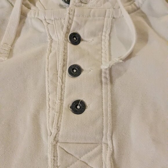 American Eagle Henley Button Pullover Hoodie Sz Large VTG Y2K Skater White Thick - Picture 3 of 11